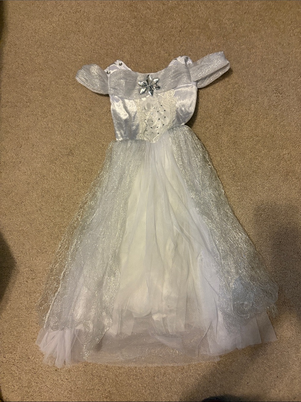Silver White Sparkle Princess Costume Dress for Kids Elsa Frozen